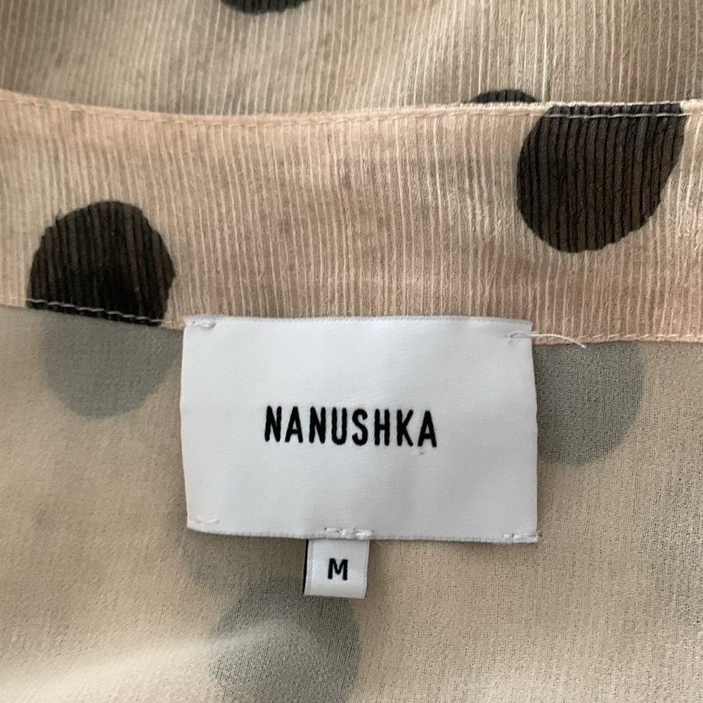 Nanushka Amulet Cream Dot Blouse Size M - Picture 7 of 9